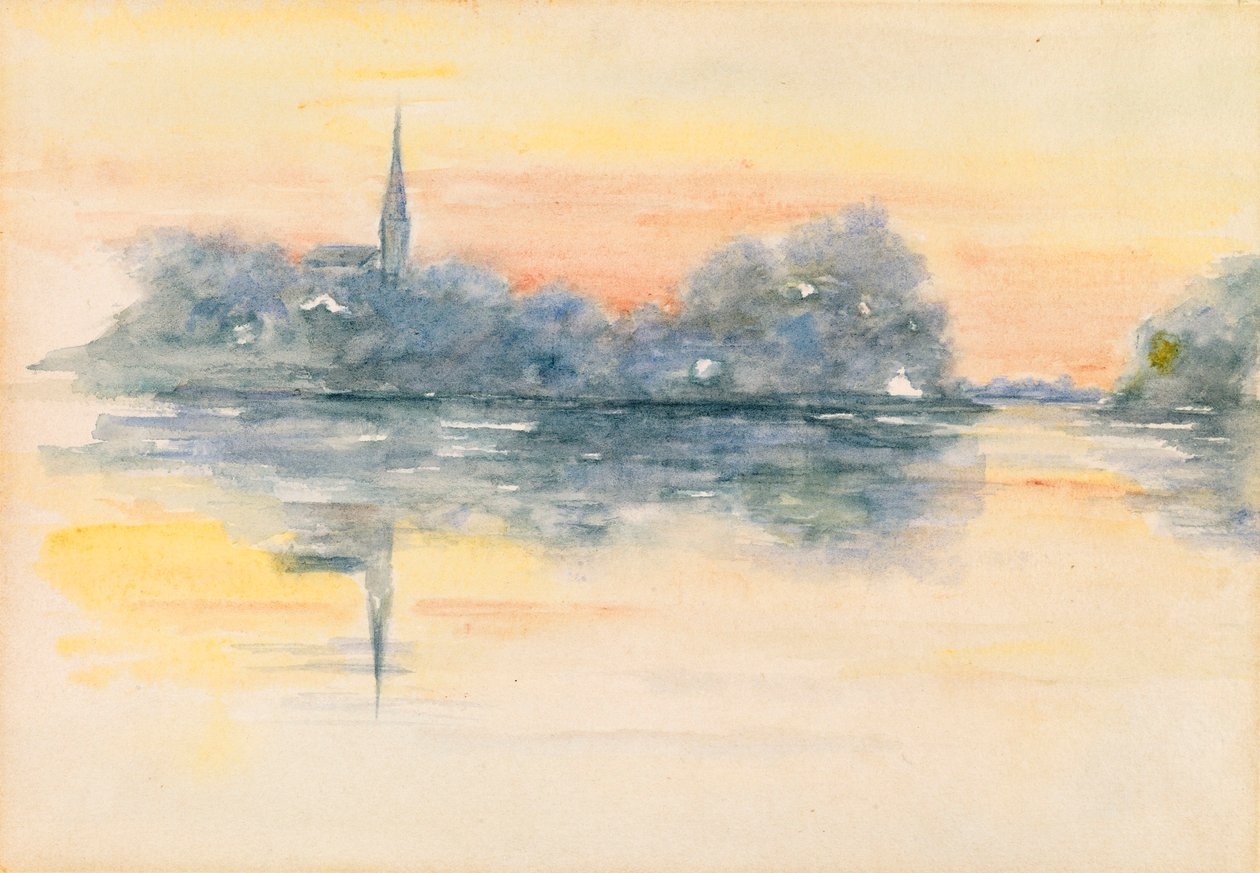 Kostel a jezero od Henry Bacon