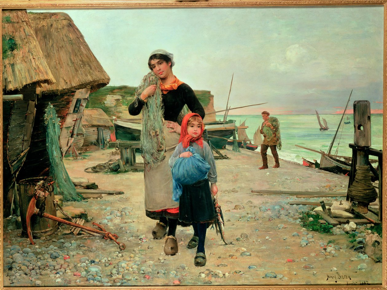 Fisherfolk Returning with their Nets, 1882 od Henry Bacon
