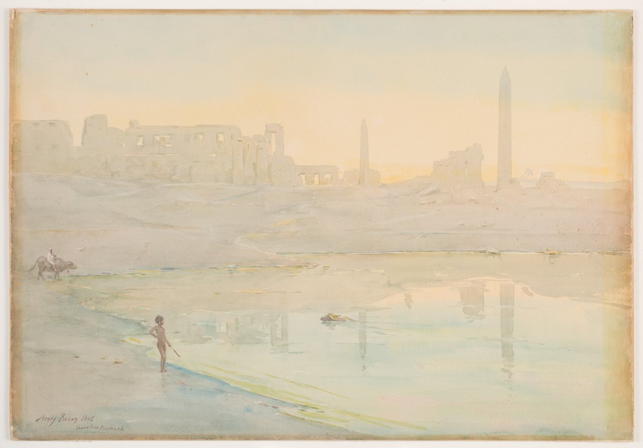Sacred Lake, Karnak, 1905 (wc nad tužkou na papíře) od Henry Bacon