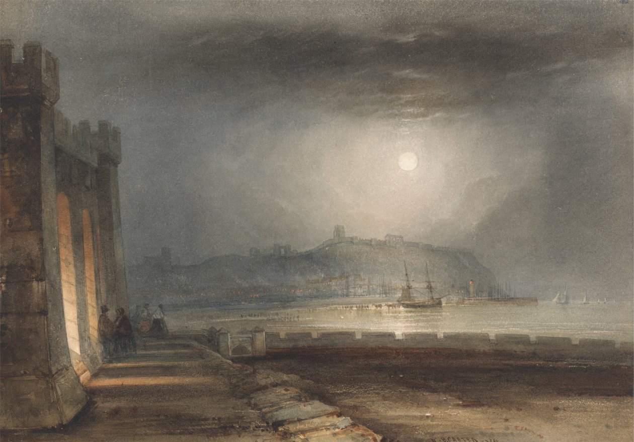Scarborough Harbour, Yorkshire - Moonlight od Henry Barlow Carter
