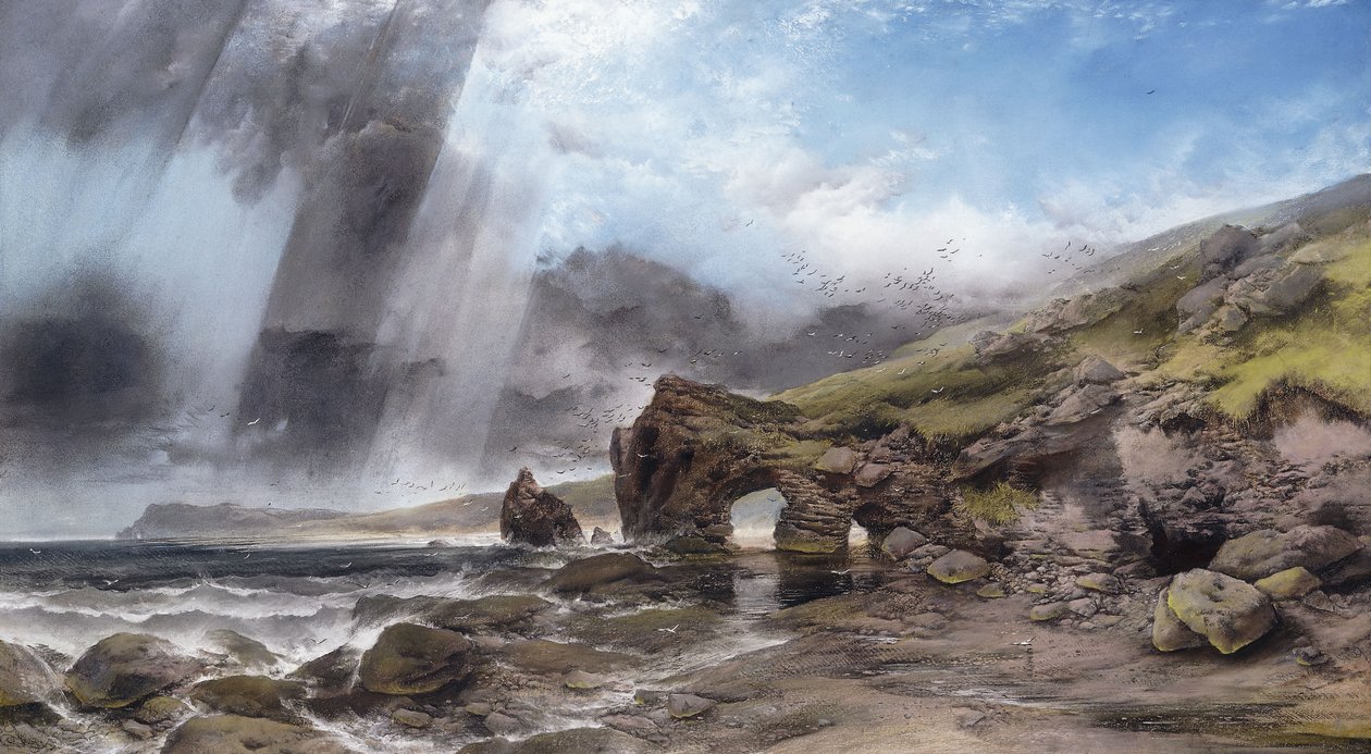 Skalnaté pobřeží v Padstow, Cornwall, od Henry Bright
