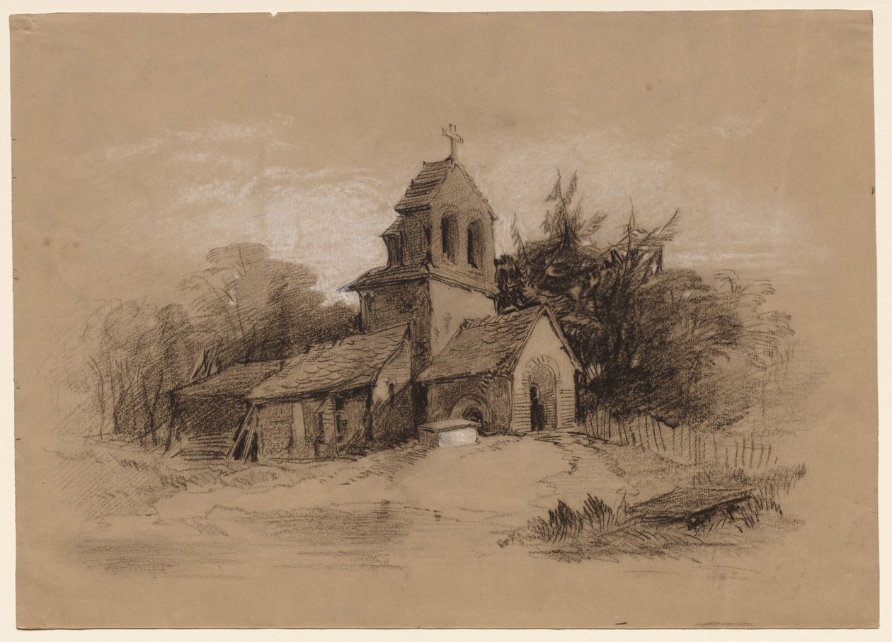 Kostel v krajině, 1800s. od Henry Bright