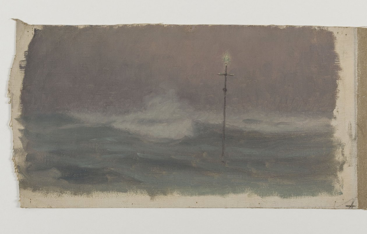 Kříž a vlna, Bretaň, kolem roku 1905 (olej na plátně) od Henry Brokman Knudsen