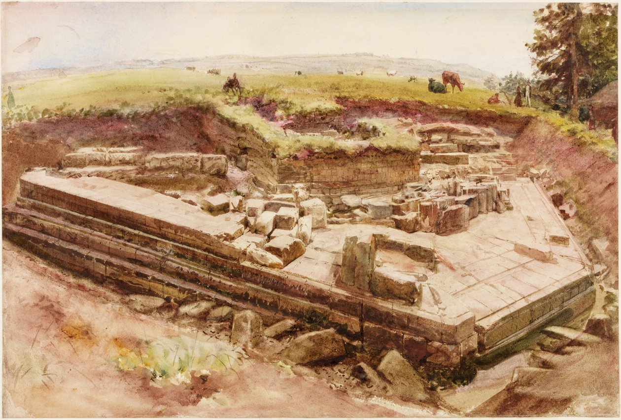 Cilurnum nebo Chestery (kvaš, tužka a akvarel na papíře) od Henry Burdon Richardson