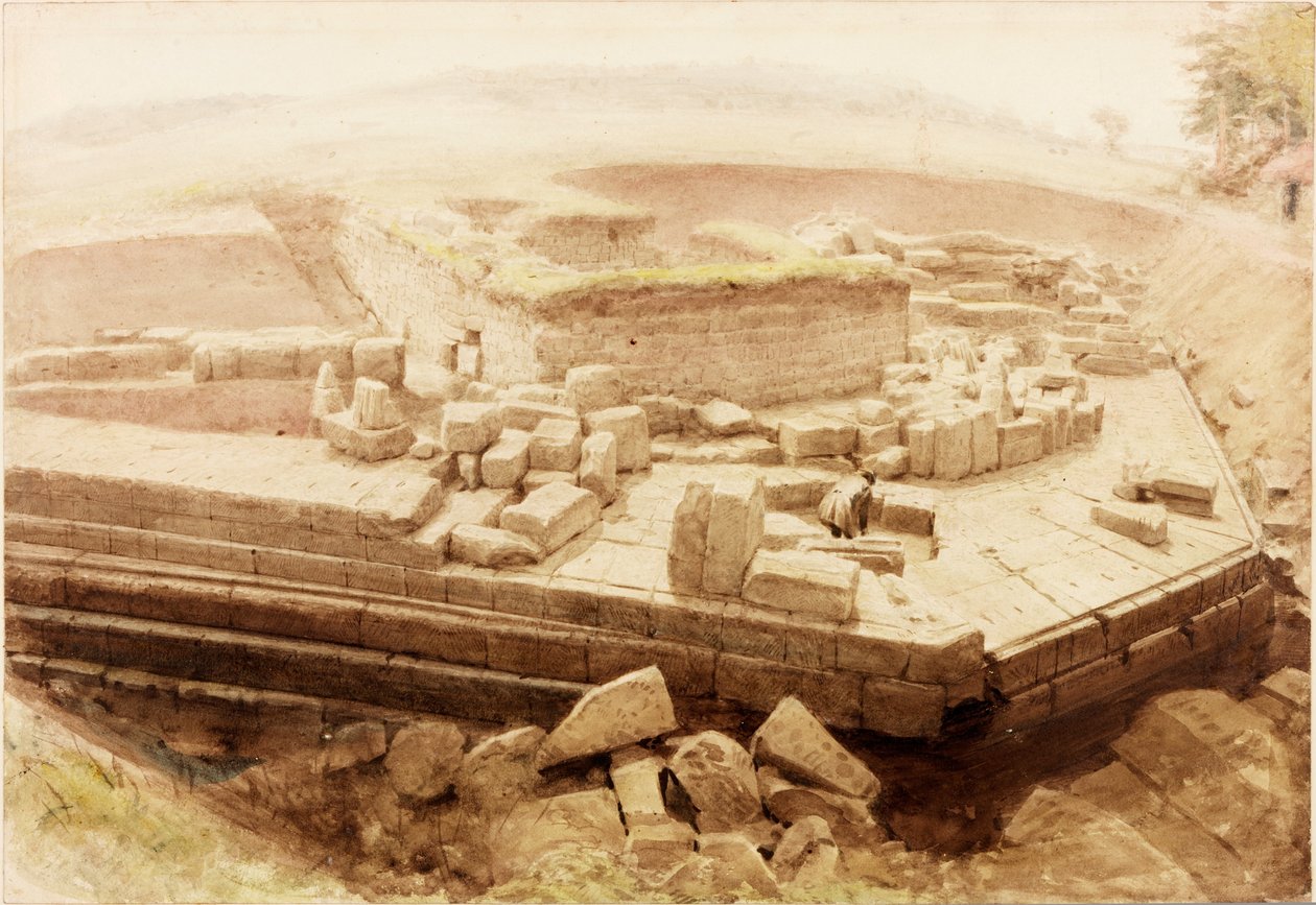 Cilurnum nebo Chestery (kvaš, tužka a akvarel na papíře) od Henry Burdon Richardson