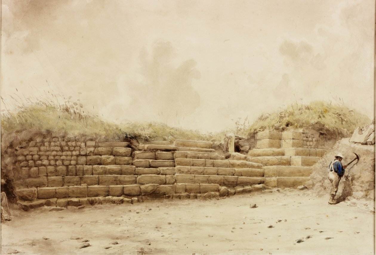 Housesteads, c.1848 (tužka a akvarel na papíře) od Henry Burdon Richardson