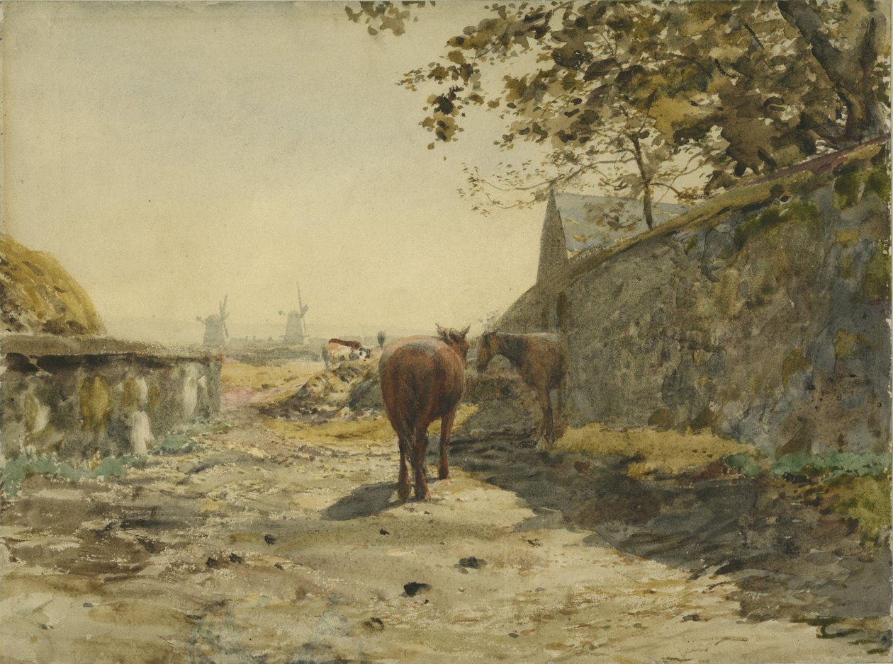 Pohled na Barrack Walls on the Leazes, Newcastle upon Tyne (wc na papíře, na kartě) od Henry Burdon Richardson