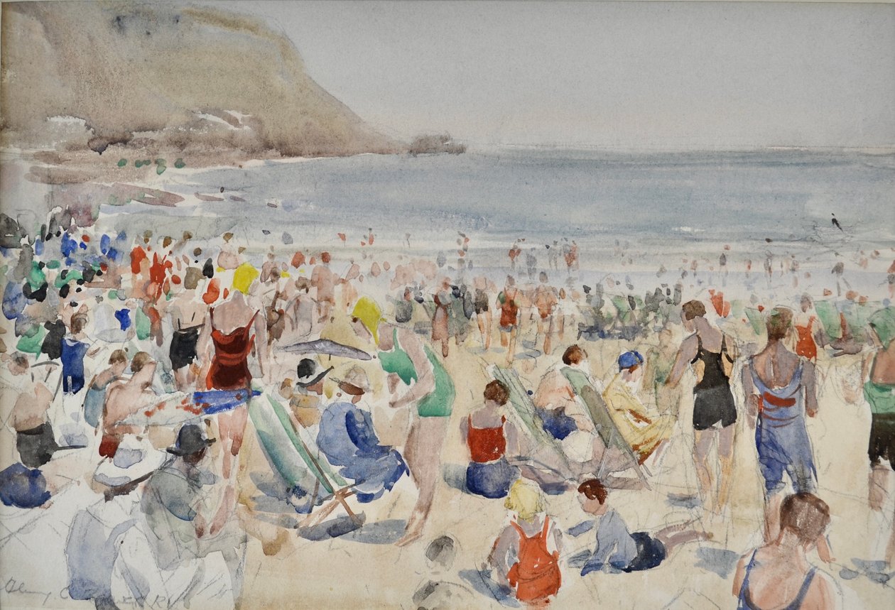 Rannalla, n. 1920-30 (akvarelli) od Henry Charles Brewer