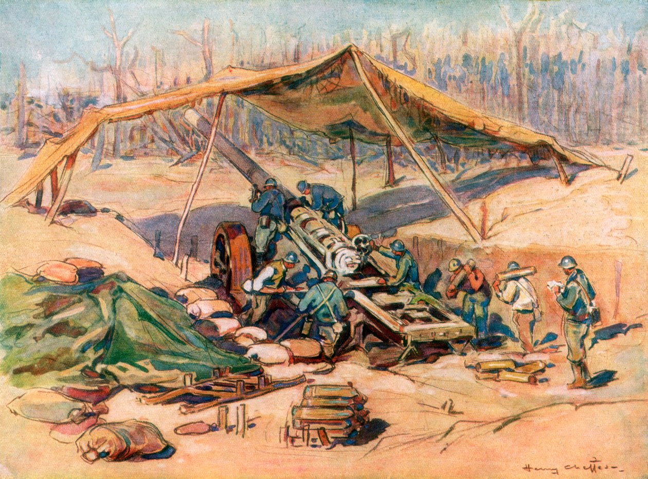 Francouzské dělostřelecké postavení, Francie, 1918, 1926. od Henry Cheffer
