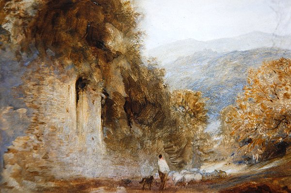 Romantická krajina, cca 1849 (akvarel na papíře) od Henry Clarence Whaite
