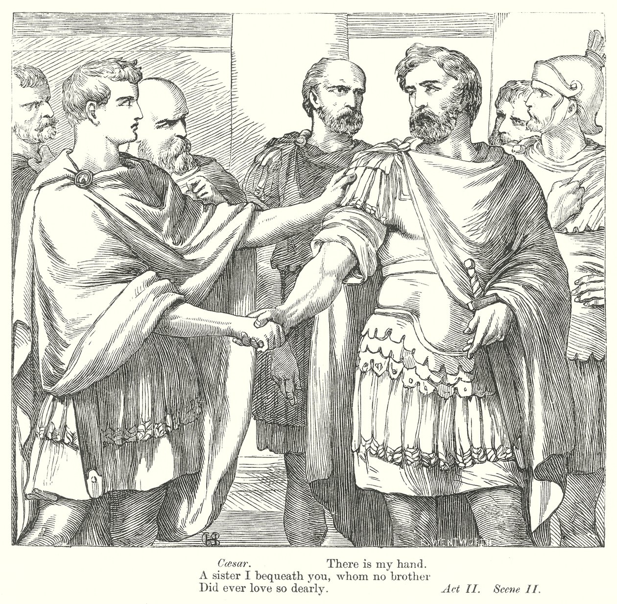Antonius a Kleopatra (rytina) od Henry Courtney (after) Selous