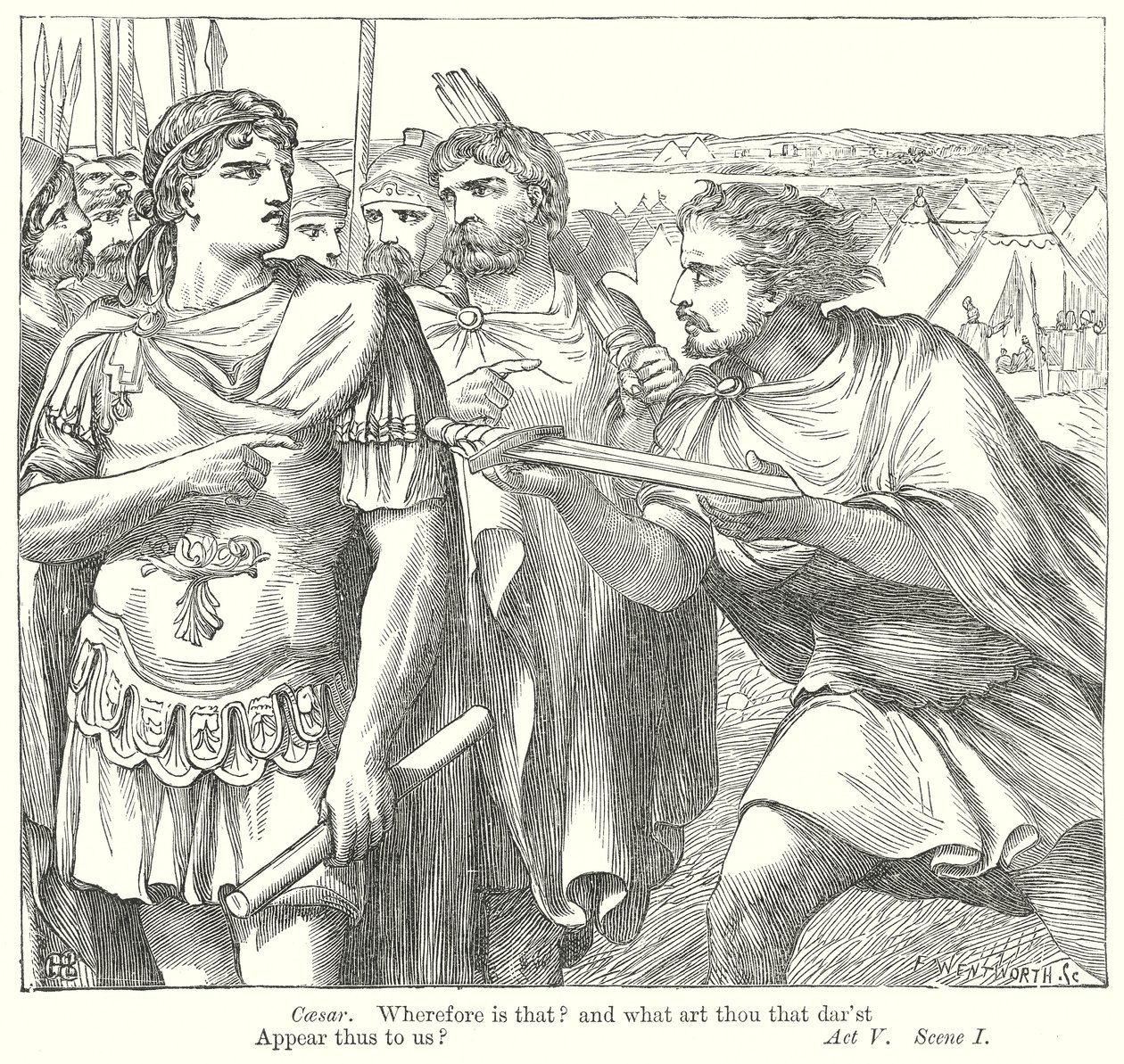 Antonius a Kleopatra (rytina) od Henry Courtney (after) Selous
