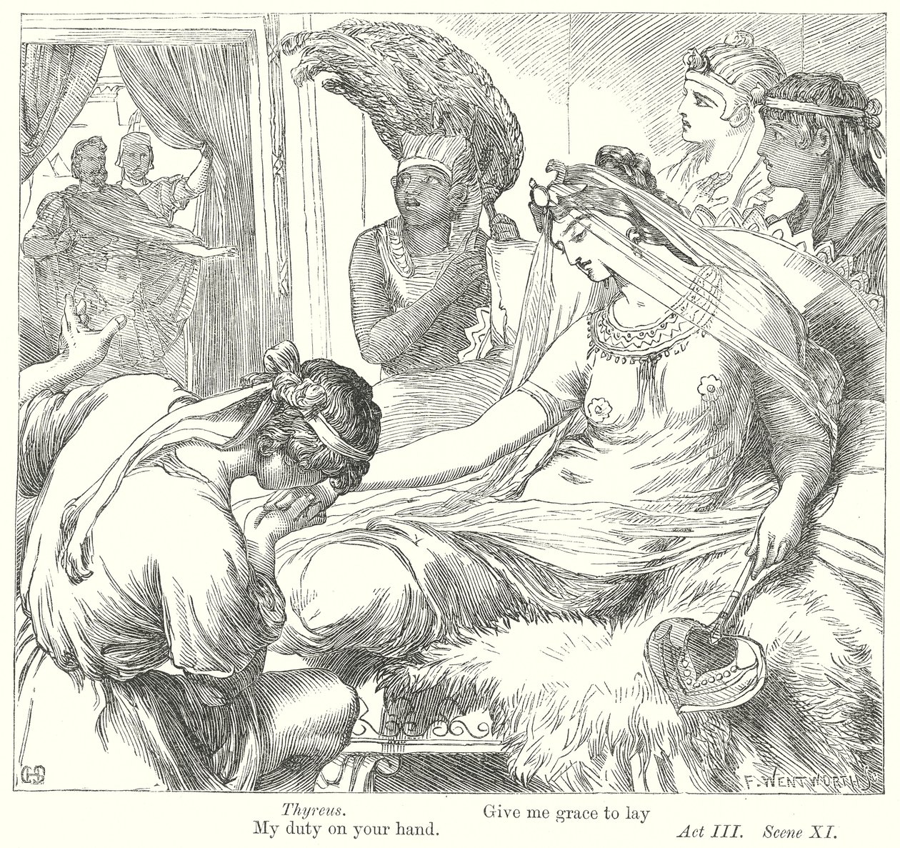 Antonius a Kleopatra (rytina) od Henry Courtney (after) Selous