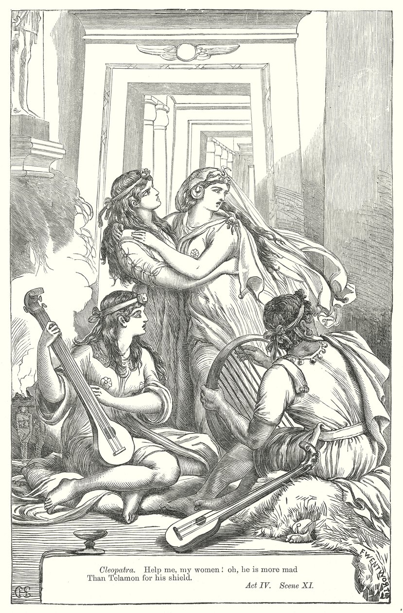 Antonius a Kleopatra (rytina) od Henry Courtney (after) Selous
