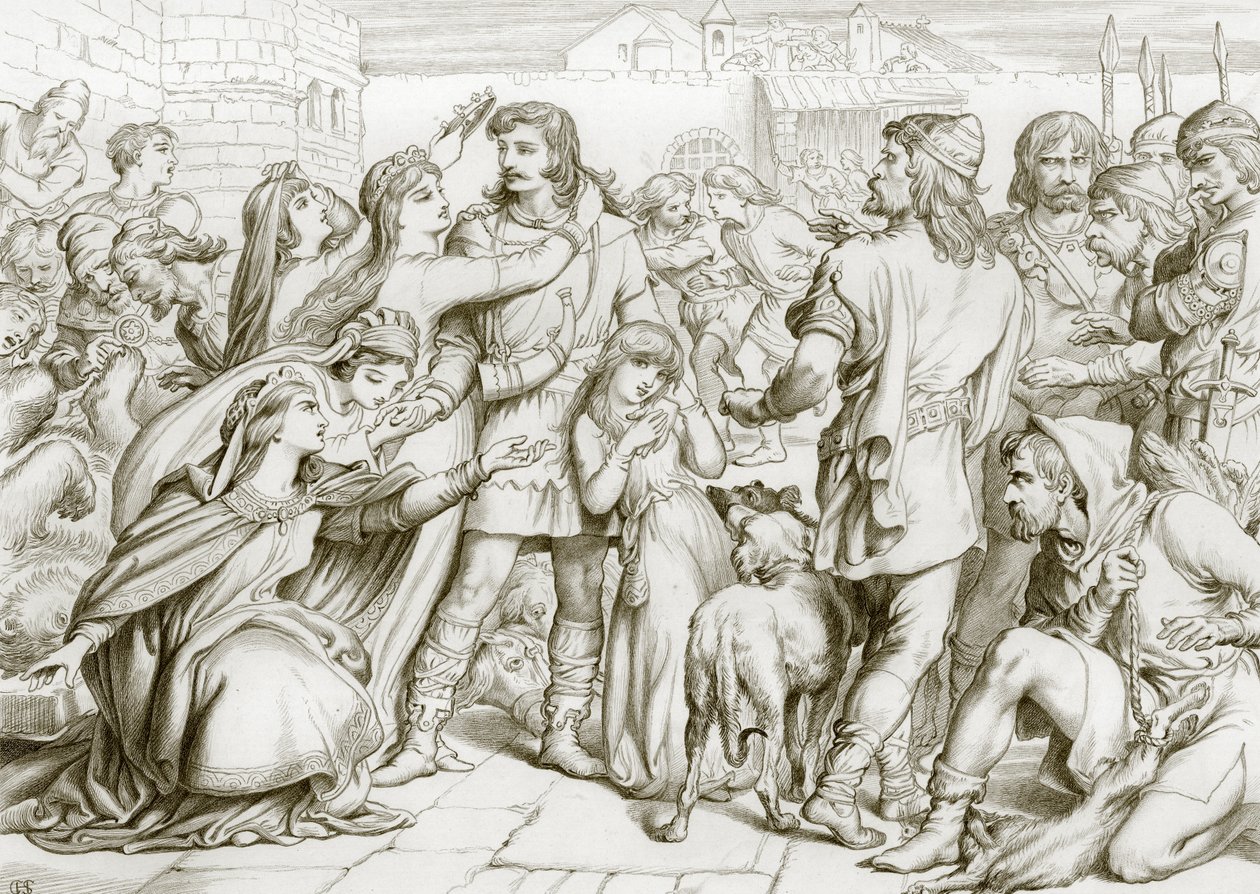 Jak Hereward zabil medvěda (rytina) od Henry Courtney (after) Selous