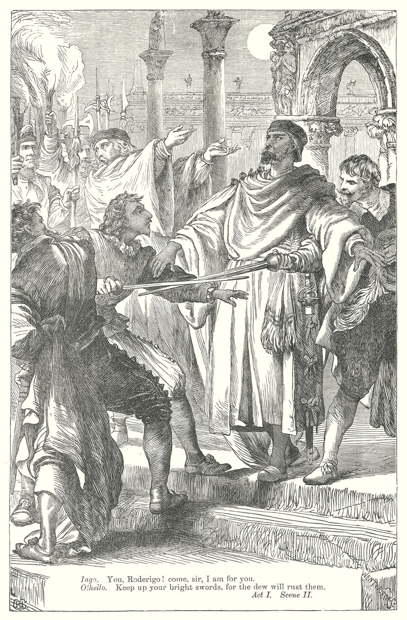 Othello (rytina) od Henry Courtney (after) Selous
