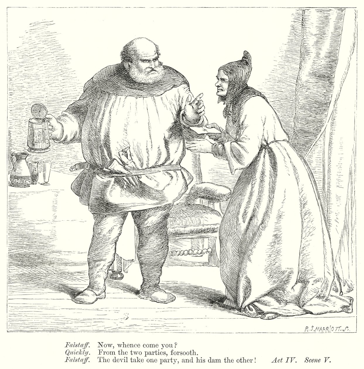 Veselé paničky windsorské (rytina) od Henry Courtney (after) Selous