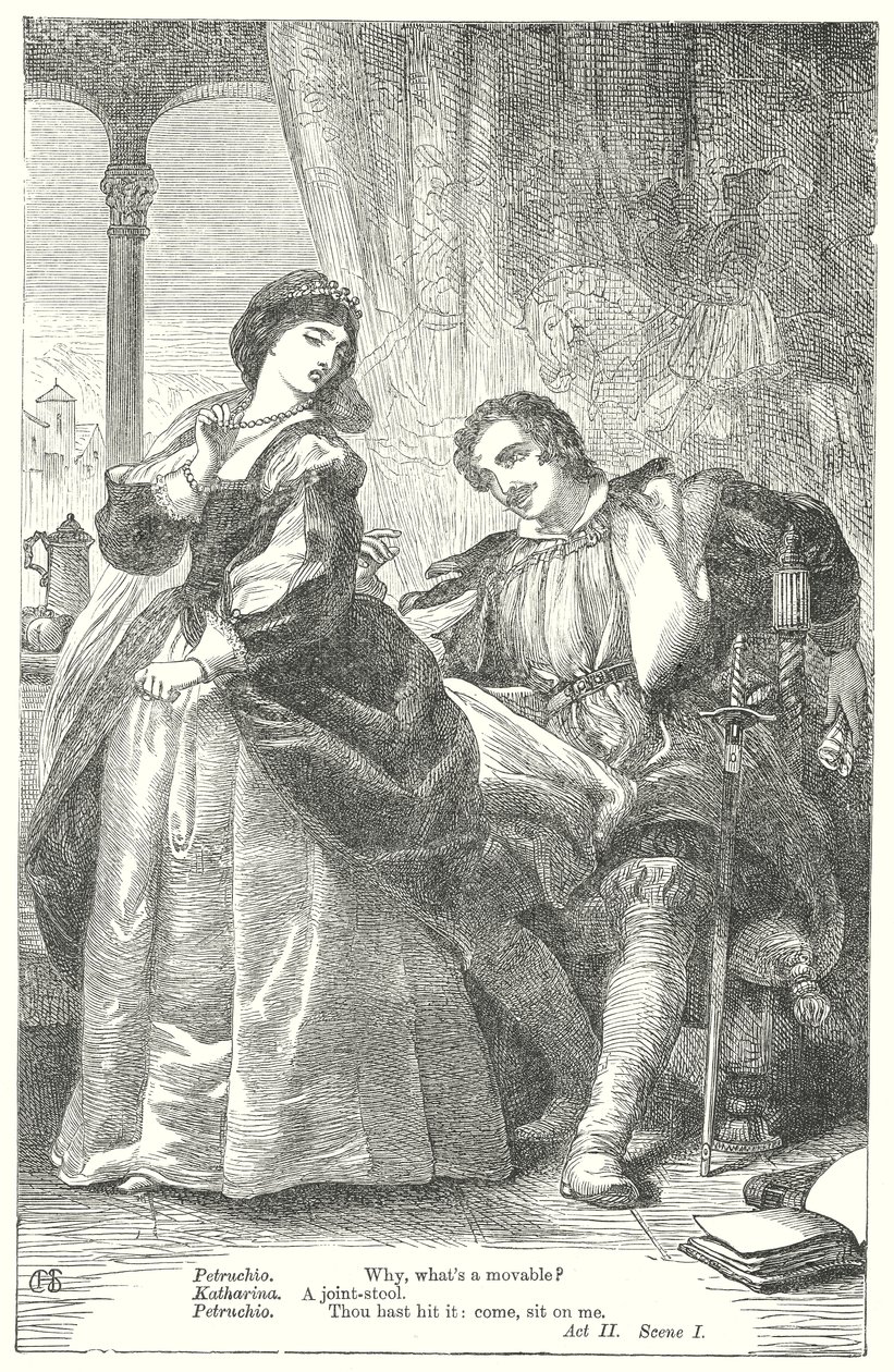 Zkrocení zlé ženy (rytina) od Henry Courtney (after) Selous