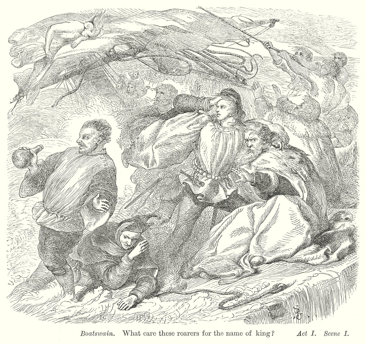 Bouře (rytina) od Henry Courtney (after) Selous