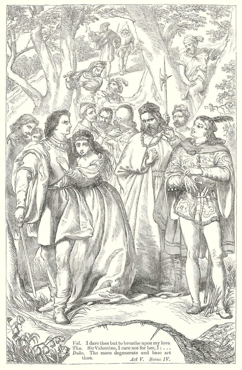 Dva pánové z Verony (rytina) od Henry Courtney (after) Selous