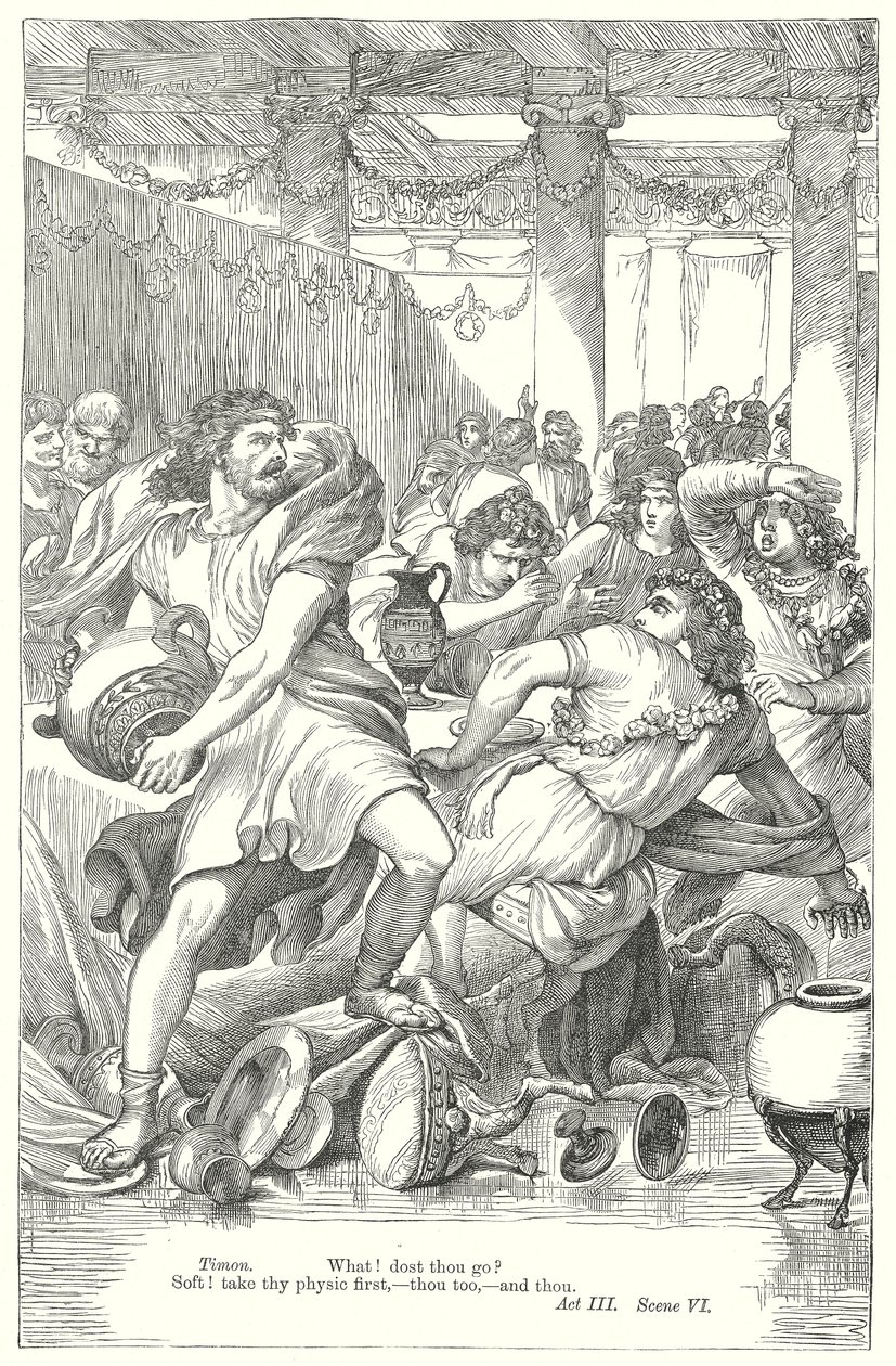 Timon Athénský (rytina) od Henry Courtney (after) Selous