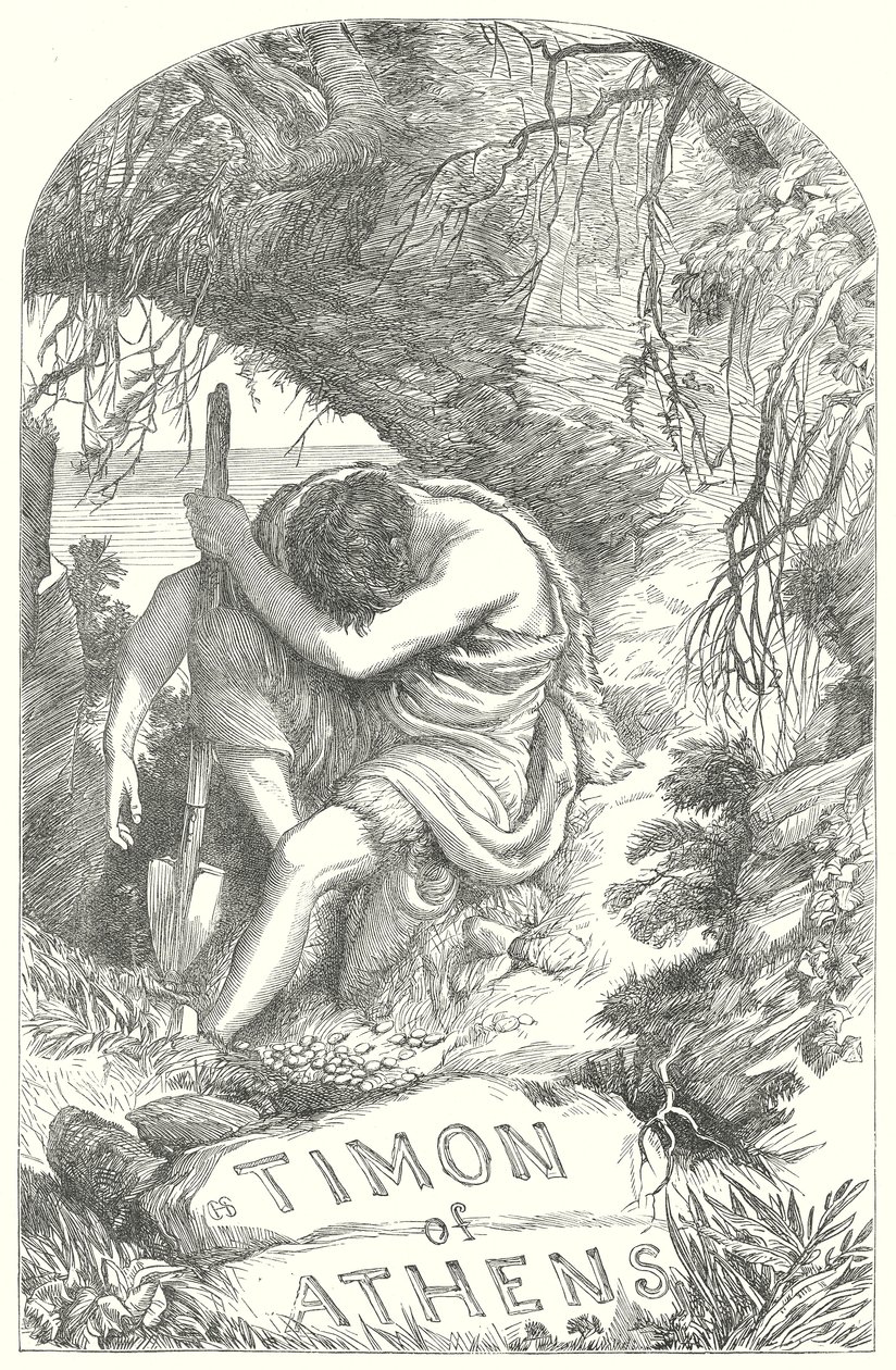 Timon Athénský (rytina) od Henry Courtney (after) Selous