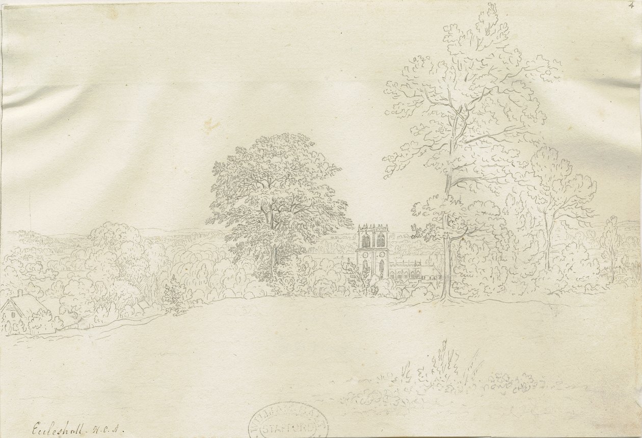 Eccleshall Village: kresba perem, nd [1788-1855] (kresba) od Henry Curzon Allport