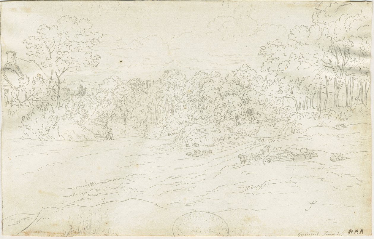 Eccleshall Village: kresba perem, nd [1788-1855] (kresba) od Henry Curzon Allport