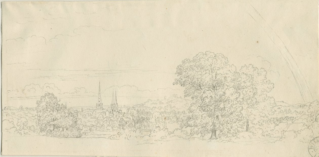 Lichfield - Pohled z dálky: kresba perem, nd [1788-1855] (kresba) od Henry Curzon Allport