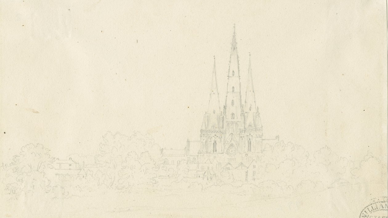 Katedrála Lichfield - East View: kresba tužkou, nd [?19. století] od Henry Curzon Allport