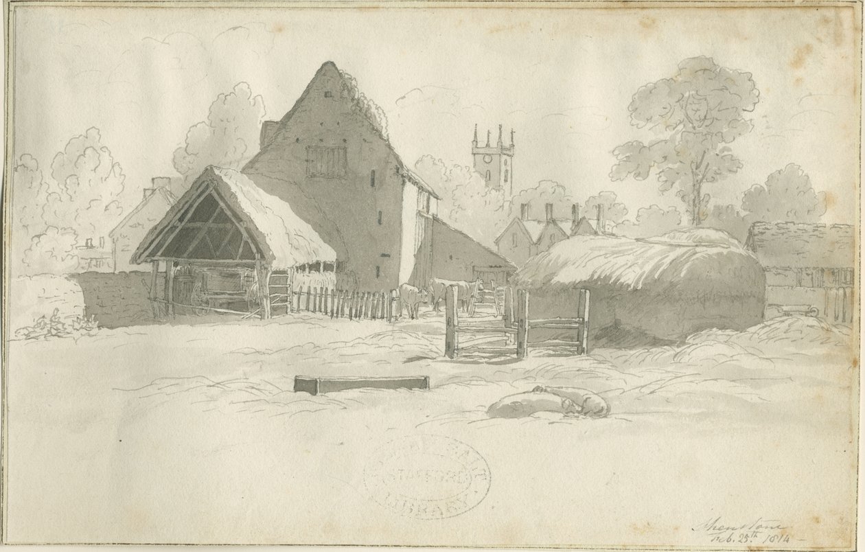 Shenstone - Farm: sépie kresba, nd [1788-1855] (kresba) od Henry Curzon Allport