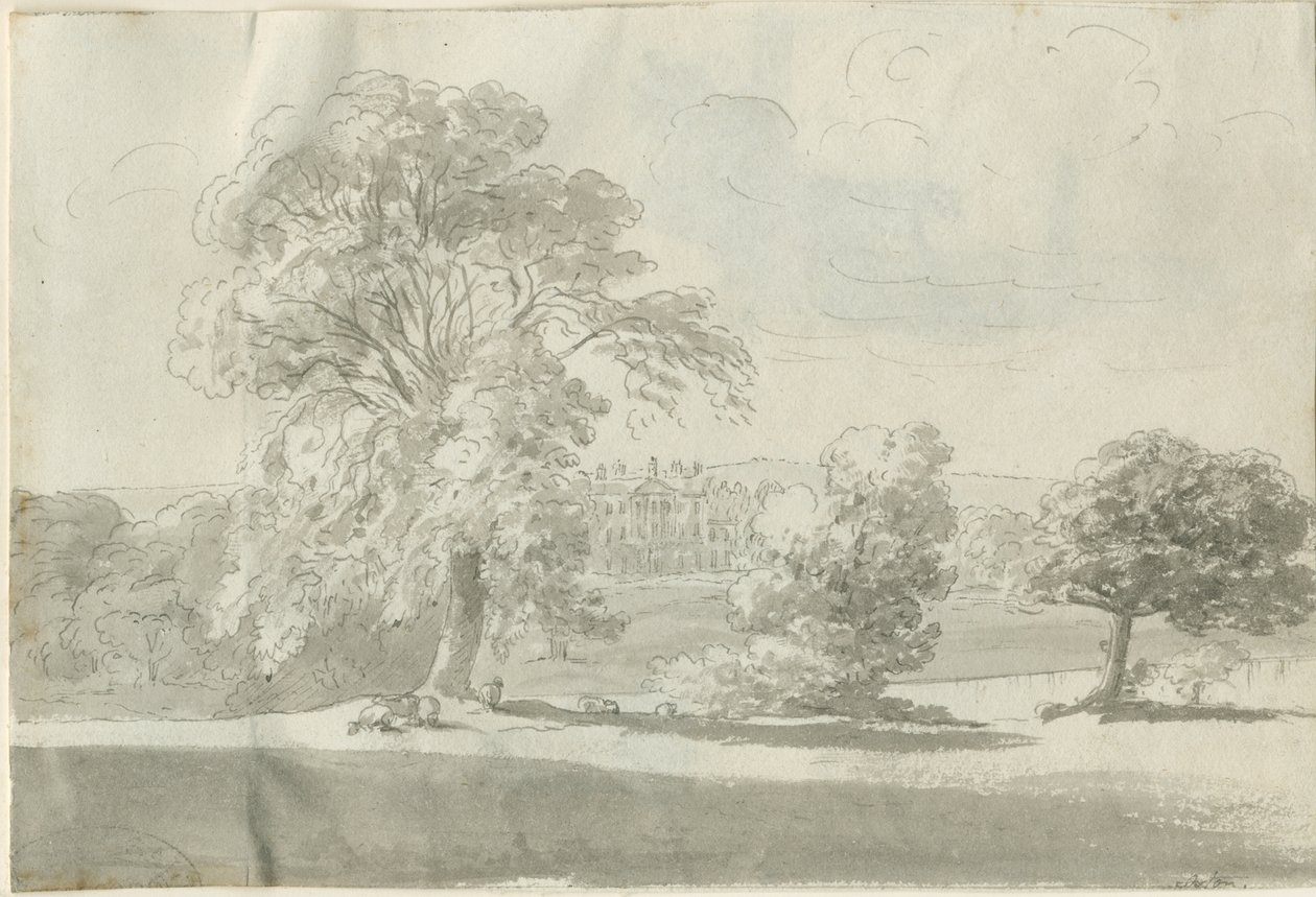 Shenstone - Little Aston Hall: perokresba, nd [1788-1855] (kresba) od Henry Curzon Allport