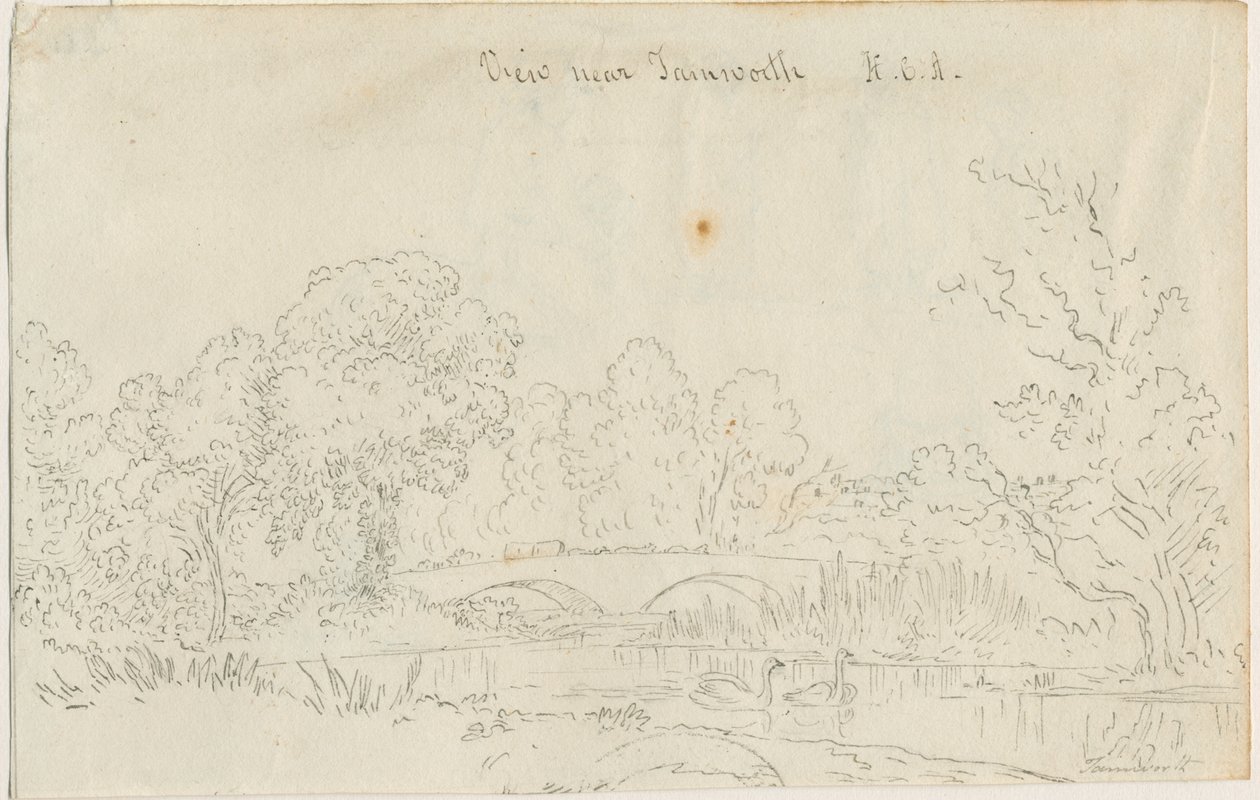 Tamworth - Bridge: kresba perem, nd [1788-1855] od Henry Curzon Allport