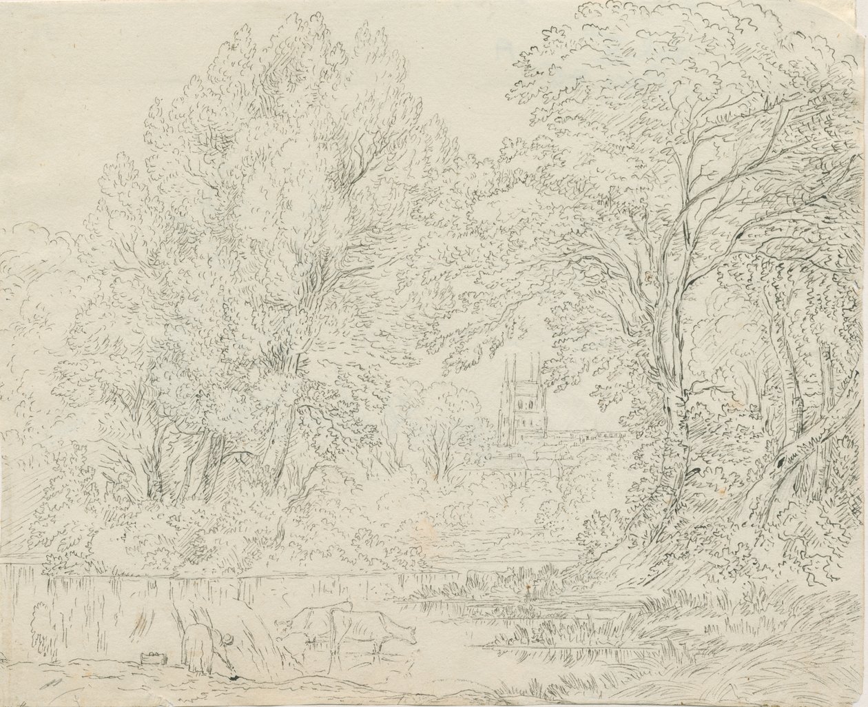 Tamworth - Rural View: kresba perem a tuší, nd [1788-1855] od Henry Curzon Allport