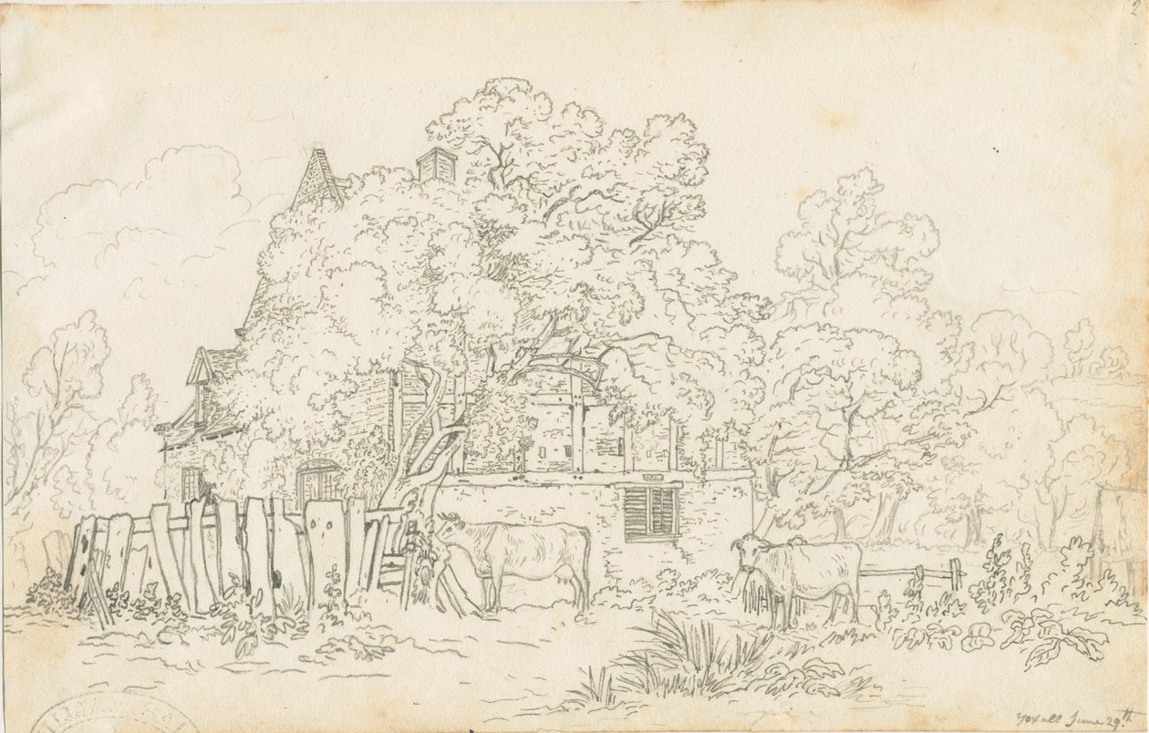 Yoxall - Old Farm House: kresba tužkou, nd [c 1815] od Henry Curzon Allport