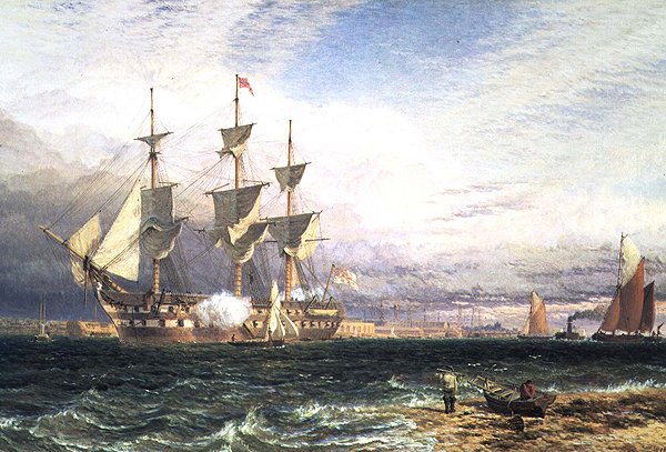 Sheerness, ostrov Sheppey, zdravení strážců od Henry Dawson