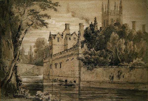Magdalen College - Pohled na Cherwell při pohledu na most (tužka a akvarel na papíře) od Henry Edridge