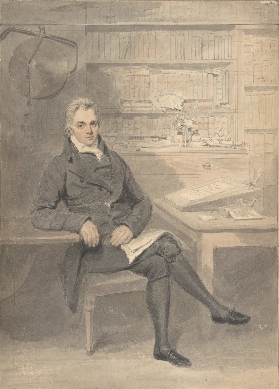 Portrét muže, sedícího před psacím stolem, 1795-1800. od Henry Edridge