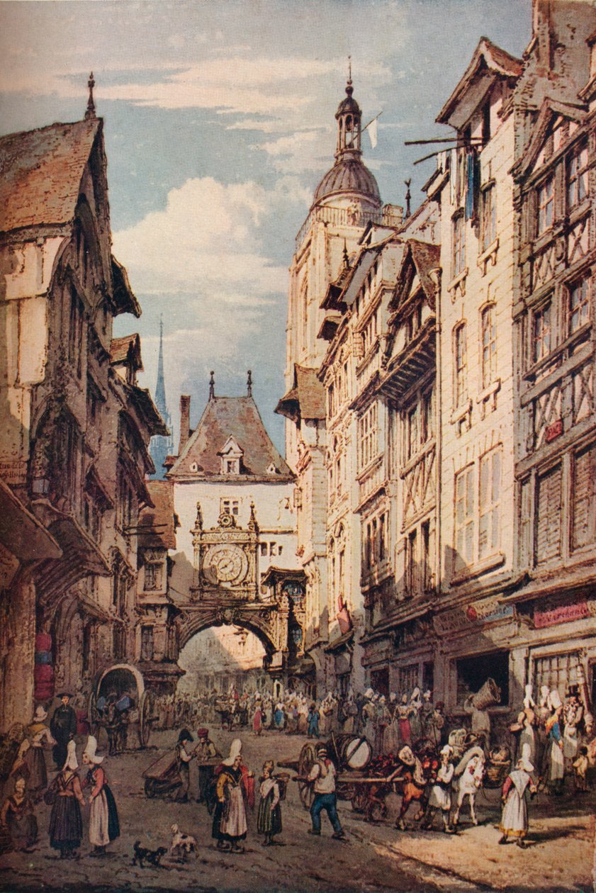 Rue De La Grosse Horloge, Rouen, 1821 od Henry Edridge