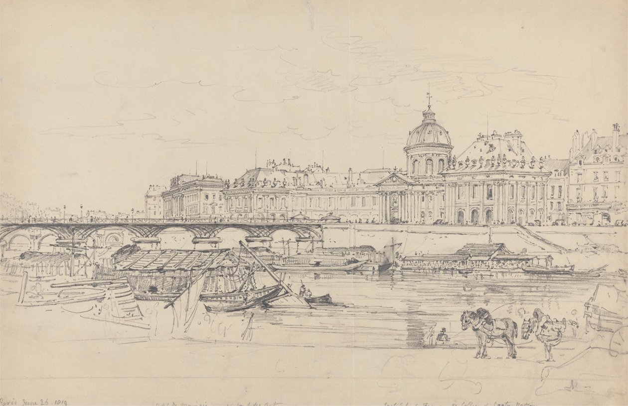 Mincovna, Pont des Arts a Institut de France, Paříž od Henry Edridge