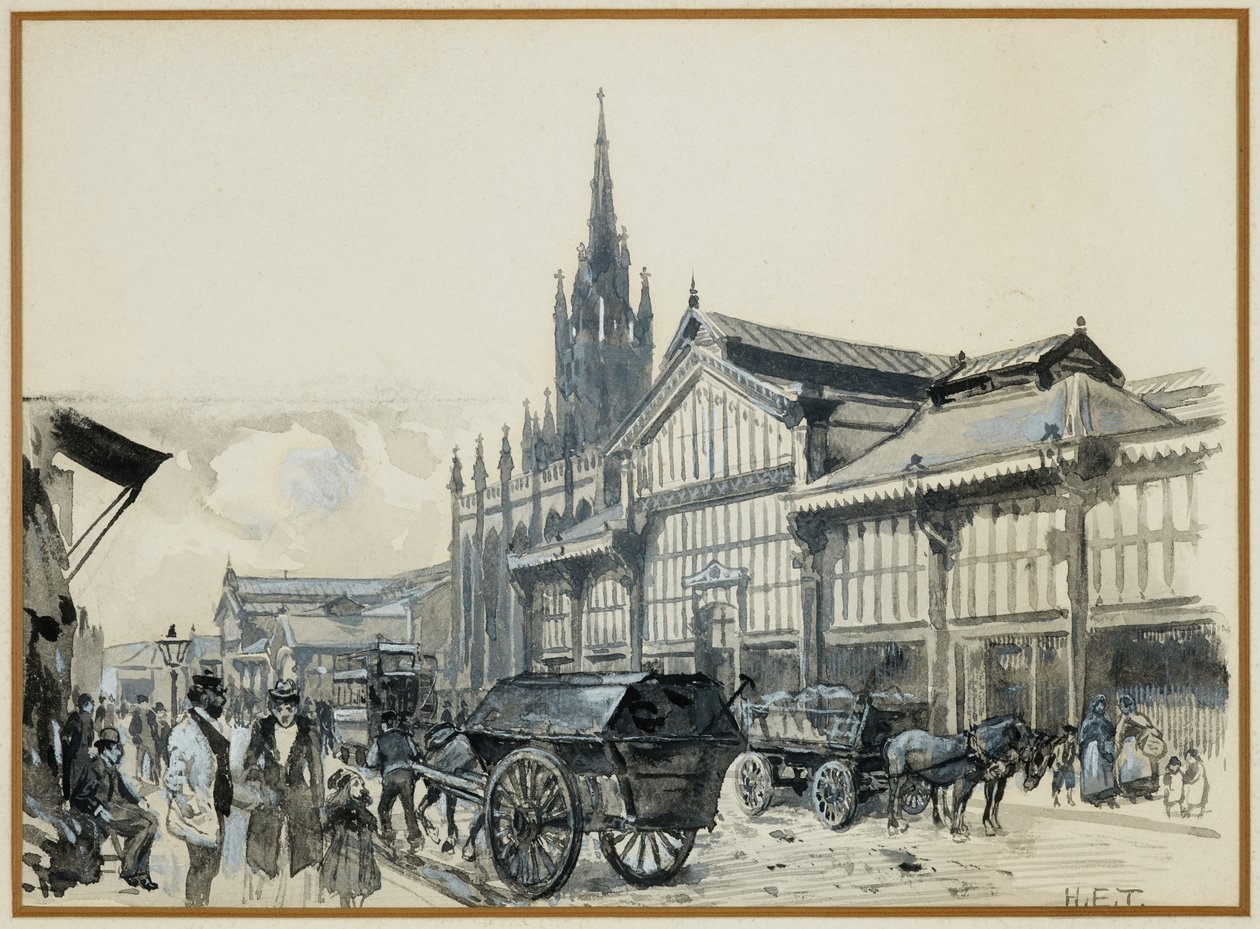 Campfield Market a kostel svatého Matěje od Henry Edward Tidmarsh