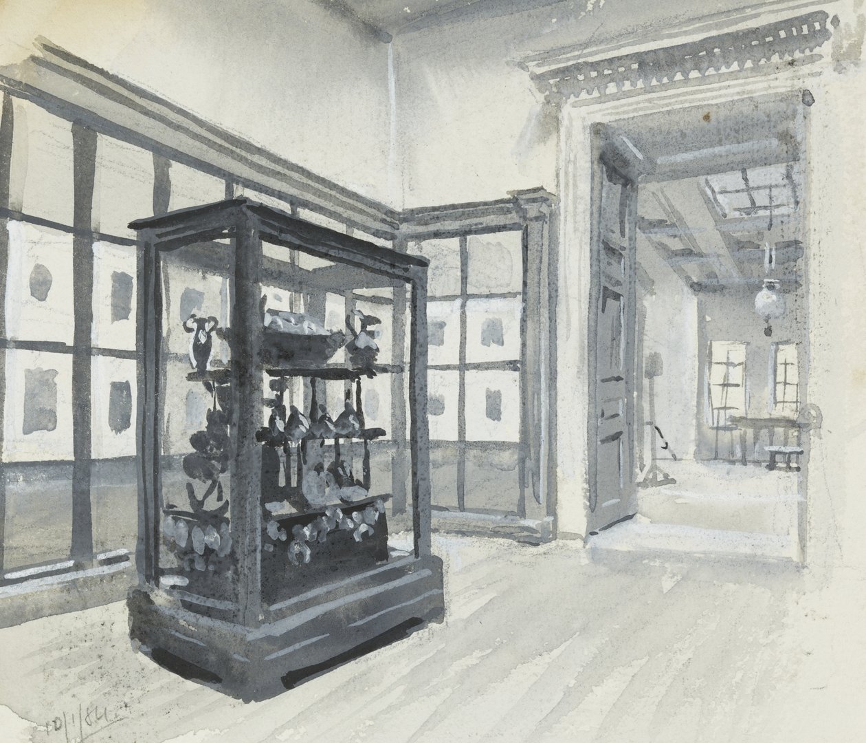 Vnitřní pohled na Britské muzeum s galerií rytin od Henry Edward Tidmarsh