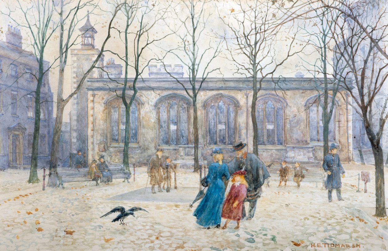 Kostelní havran, Tower of London (akvarel) od Henry Edward Tidmarsh