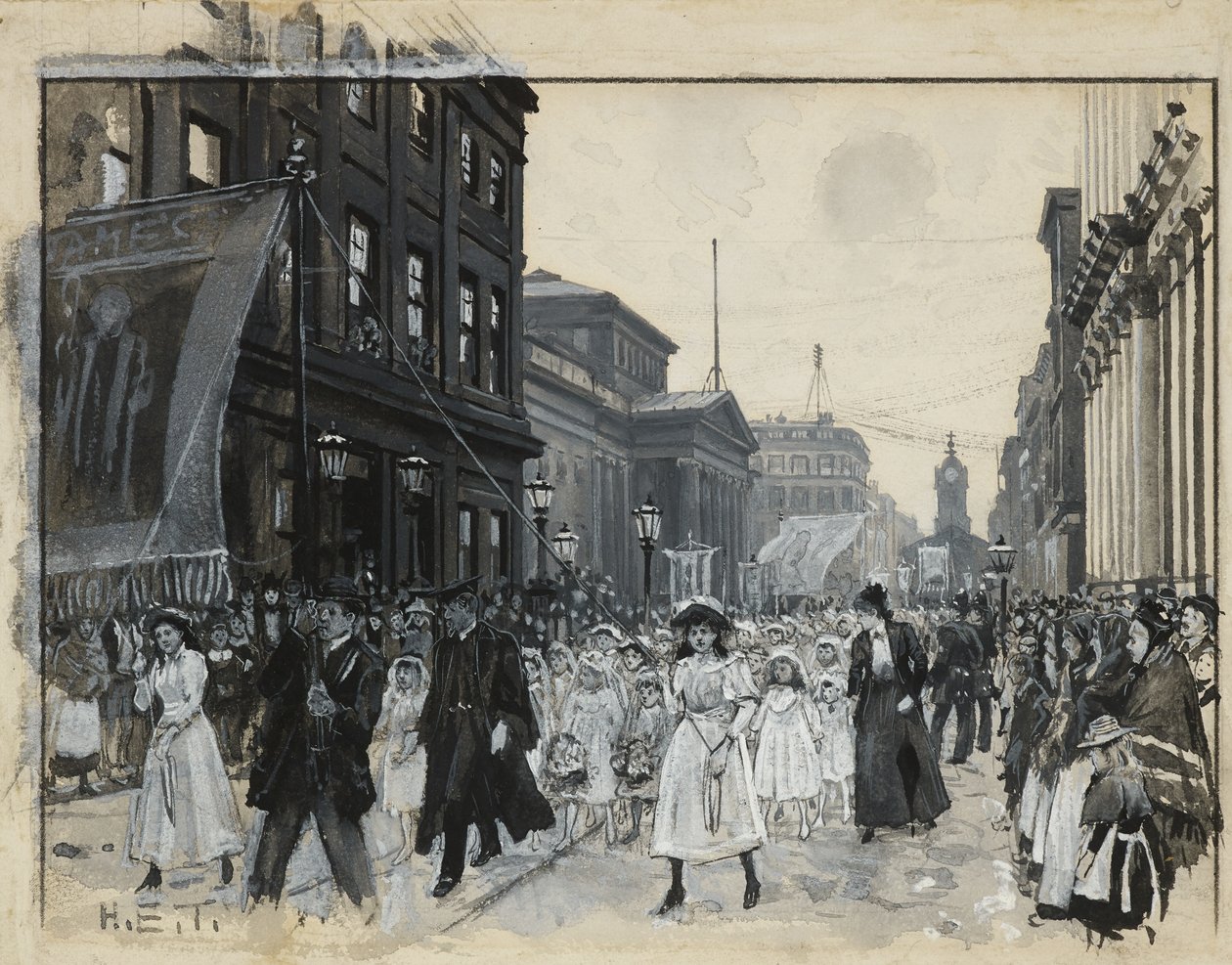 Svatodušní pondělní průvod, Mosley Street od Henry Edward Tidmarsh