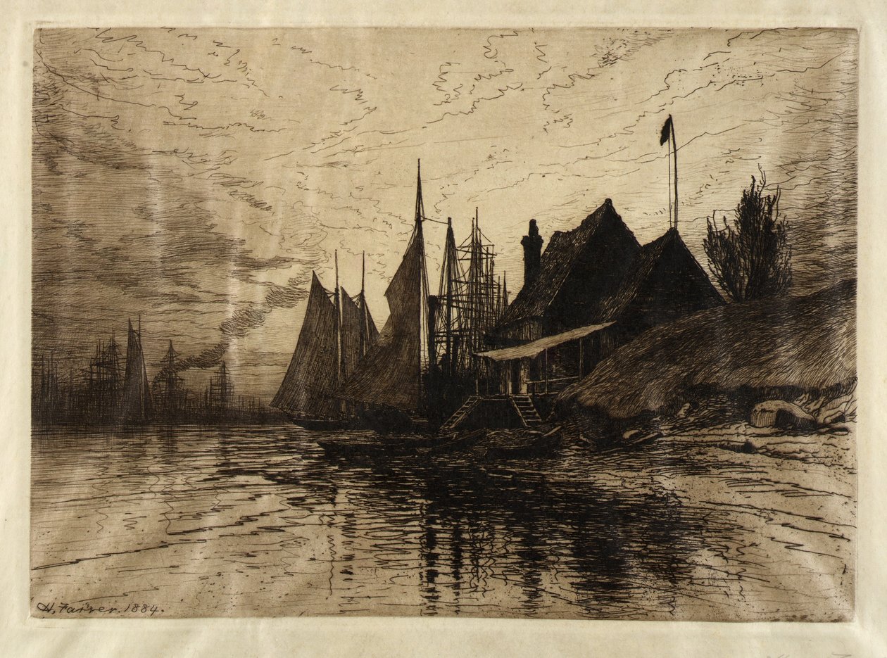Večer, New York Harbor od Henry Farrer