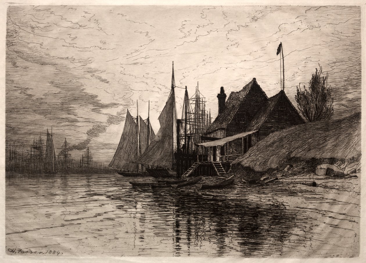 Večer, New York Harbor od Henry Farrer