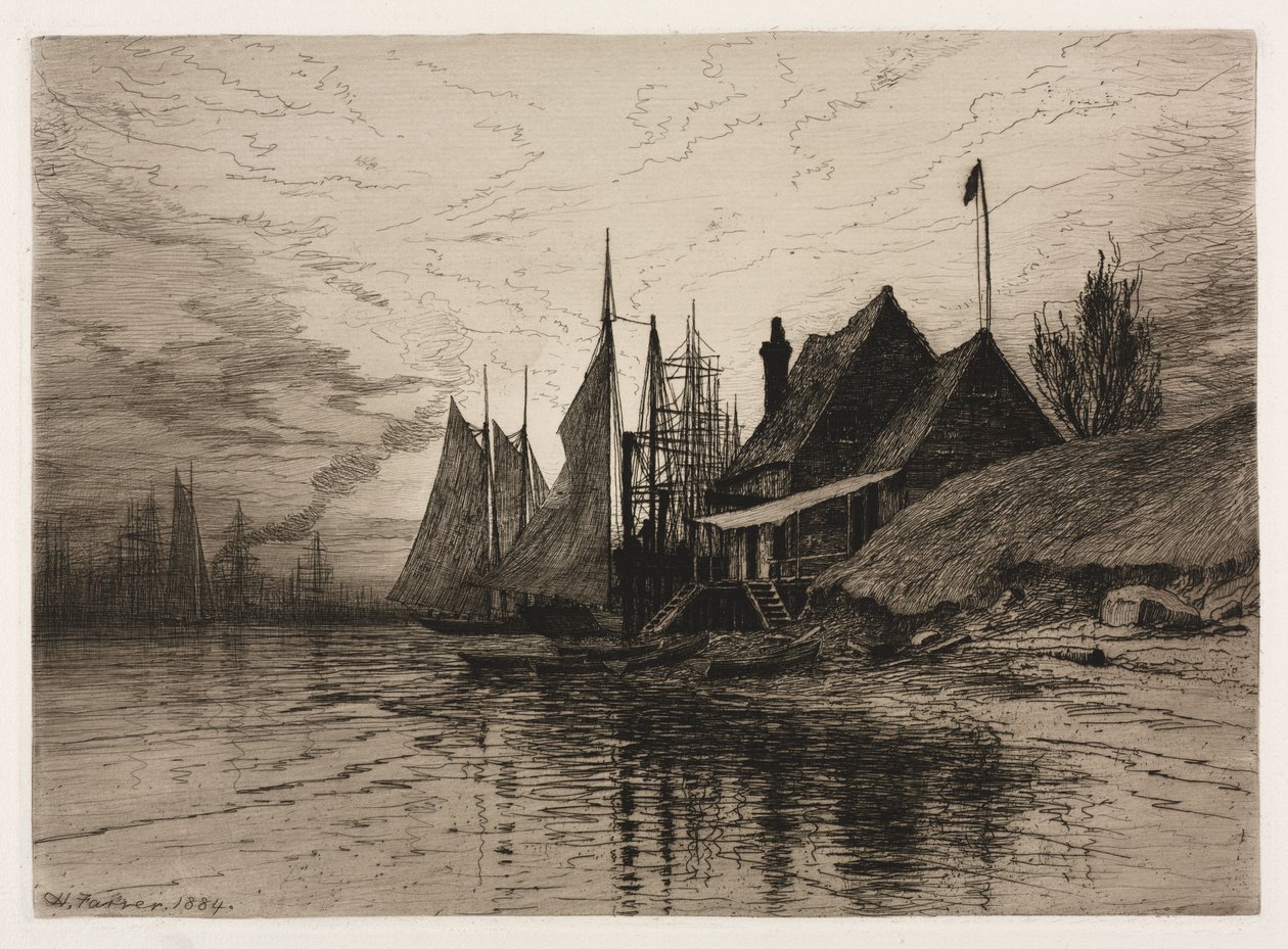 Večer, přístav New York od Henry Farrer