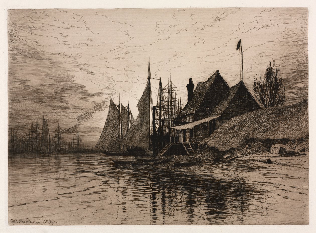 Večer, New York Harbor, 1884. od Henry Farrer