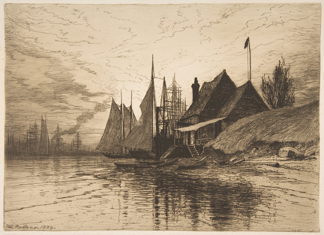 Večer, New York Harbor, 1884. od Henry Farrer
