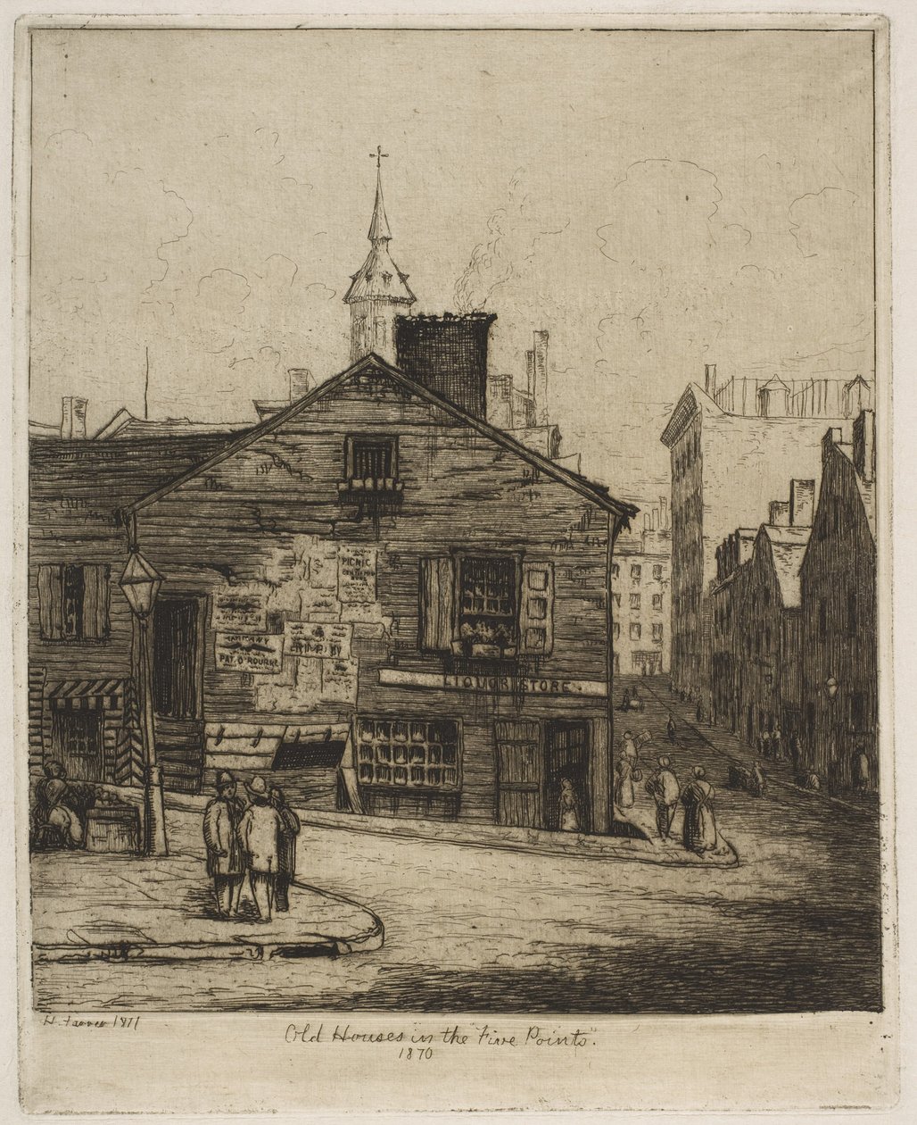 Staré domy v „Five Points“, 1870, z „Scenes of Old New York“ od Henry Farrer